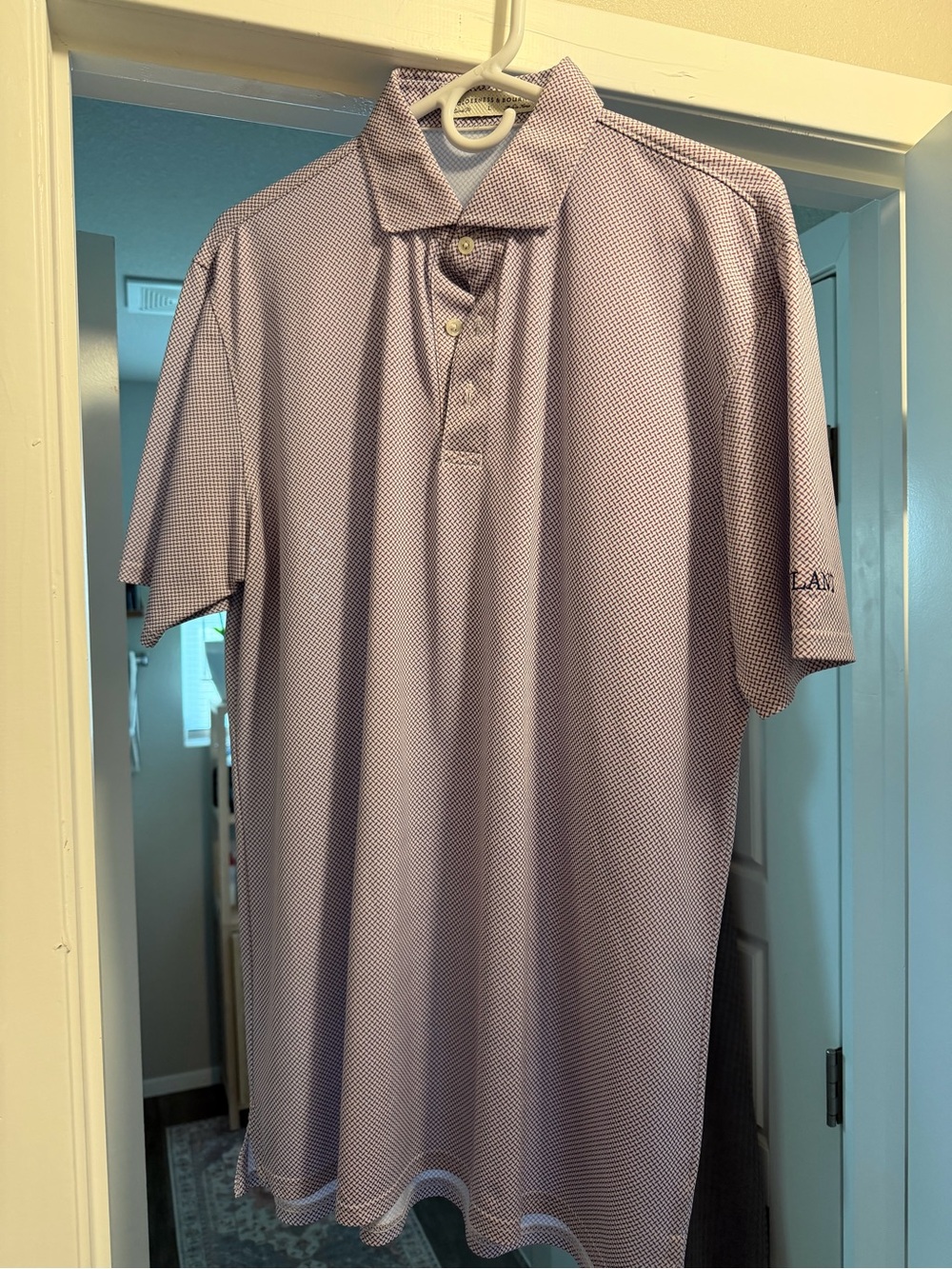 Men's Lavender Performance Polo Shirt with Micro Texture